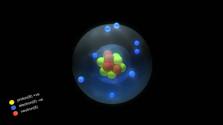 Artist rendering basic structures of Oxygen atom.