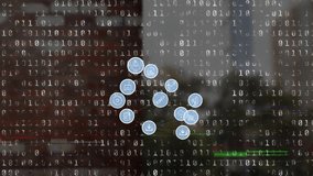 Animation of network of connections with icons and data processing over cityscape. global connections, data processing and digital interface concept digitally generated video. - Powered by Shutterstock - Get 15% off with code: PIKWIZARD15