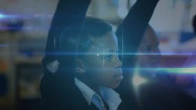 Animation of network of connections over diverse group of pupils in classroom. education and learning concept digitally generated video. - Powered by Shutterstock - Get 15% off with code: PIKWIZARD15