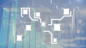 Animation of integrated circuit over financial graphs and blue kaleidoscopic shapes. data processing, programming and technology concept digitally generated video. - Powered by Shutterstock - Get 15% off with code: PIKWIZARD15