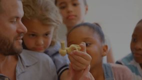 Animation of data processing over diverse schoolchildren learning. Global education and digital interface concept digitally generated video. - Powered by Shutterstock - Get 15% off with code: PIKWIZARD15