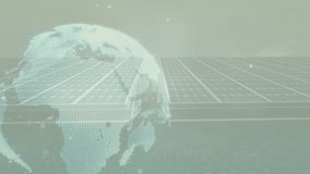 Animation of globe with network of connections and mathematical equations over solar panels. Global connections, computing and digital interface concept digitally generated video. - Powered by Shutterstock - Get 15% off with code: PIKWIZARD15