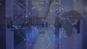 Animation of globe and people icons over server room. Global business digital interface technology and networking concept digitally generated video. - Powered by Shutterstock - Get 15% off with code: PIKWIZARD15