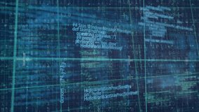 Animation of data with binary codes processing on digital interface with grid pattern. Digital composite, cloud computing, technology, coding, machine learning, programming language. - Powered by Shutterstock - Get 15% off with code: PIKWIZARD15