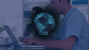 Animation of globe and data processing over businessman. Global networking and business technology concept. - Powered by Shutterstock - Get 15% off with code: PIKWIZARD15