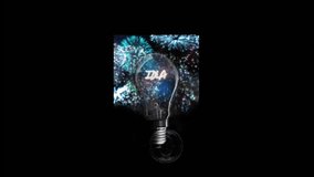 Animation of light trails over shapes and light bulb with idea text on black background. Light, pattern and movement concept digitally generated video. - Powered by Shutterstock - Get 15% off with code: PIKWIZARD15