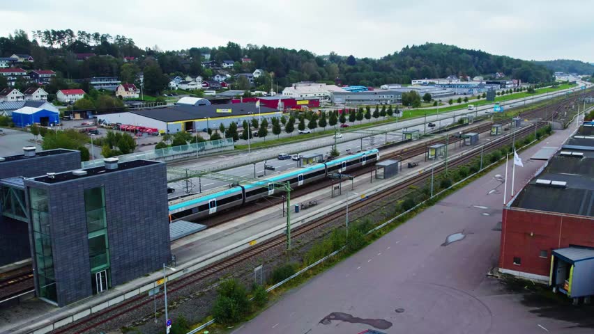 Train station in Älvängen by E45, north of Gothenburg, commuter hub