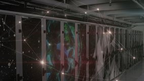 Animation of network of connections over server room. global business, connections and digital interface concept digitally generated video. - Powered by Shutterstock - Get 15% off with code: PIKWIZARD15