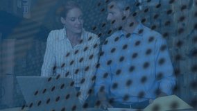 Animation of digital icons over businesswoman using laptop. Global business digital interface technology and networking concept digitally generated video. - Powered by Shutterstock - Get 15% off with code: PIKWIZARD15