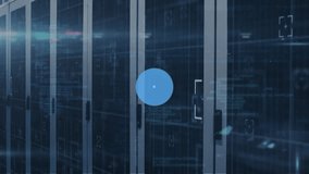 Animation of icons connected icons with lines and computer language over server room in background. Digital composite, multiple exposure, communication, coding, networking, technology concept. - Powered by Shutterstock - Get 15% off with code: PIKWIZARD15