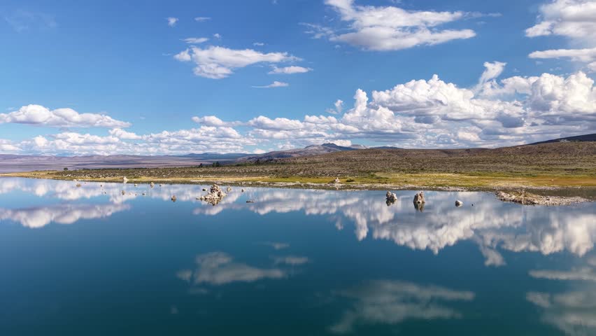 CALIFORNIA - 11.3.2025 - Great aerial footage circling counterclockwise around tufa formations in California