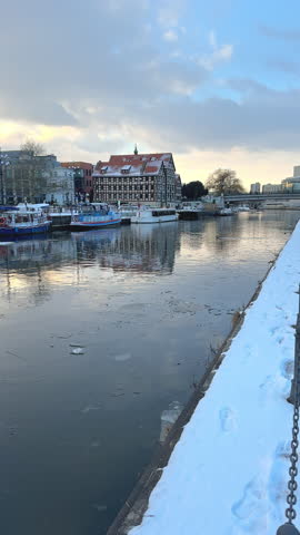 The Old Granaries in Winter on the Brda River in Bydgoszcz, Kujavian Pomeranian, Poland