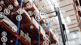 Animation of network of connections with icons over man working in warehouse. Global shipping and connections concept digitally generated video. - Powered by Shutterstock - Get 15% off with code: PIKWIZARD15