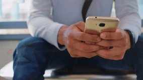 Animation of statistical data processing over mid section of businessman using smartphone. Global networking and business data technology concept - Powered by Shutterstock - Get 15% off with code: PIKWIZARD15