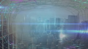 Animation of network of connections over digital city. Global connections technology digital interface and connections concept digitally generated video. - Powered by Shutterstock - Get 15% off with code: PIKWIZARD15