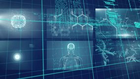 Animation of diverse data processing over world map. Human biology science and technology concept digitally generated video. - Powered by Shutterstock - Get 15% off with code: PIKWIZARD15