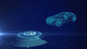 Animation of multiple round banner with 6g text against round scanner and 3d car model. Global networking and business technology concept - Powered by Shutterstock - Get 15% off with code: PIKWIZARD15