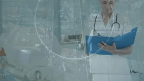 Animation of covid 19 virus data processing over female doctor. Global covid 19 pandemic, healthcare, computing, connections and data processing concept digitally generated video. - Powered by Shutterstock - Get 15% off with code: PIKWIZARD15