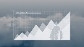 Animation of statistical data processing over globe of network of connections against clouds in sky. Global networking and business interface technology concept - Powered by Shutterstock - Get 15% off with code: PIKWIZARD15