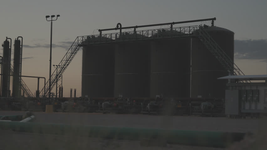 Tanks at an oil and gas facility