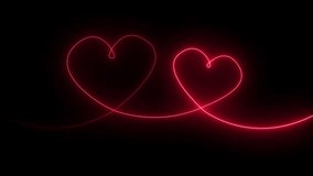 Vibrant red neon heart glowing line animation on a black backdrop for passion and romance. Seamlessly looping abstract crimson light heart symbol pulse. - Powered by Shutterstock - Get 15% off with code: PIKWIZARD15