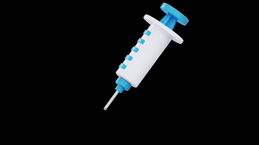 Medical Syringe Vaccine 3D Icon, Alpha Channel