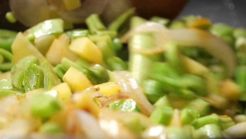 Chopping vegetables in a kitchen for meal preparation