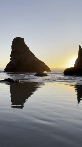 Sea stacks at sunset on the Oregon coast 