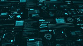 Futuristic digital interface displaying lines of code programming data loading progress bars and circular graphs with cyan glowing on a dark blue grid background representing technology and - Powered by Shutterstock - Get 15% off with code: PIKWIZARD15