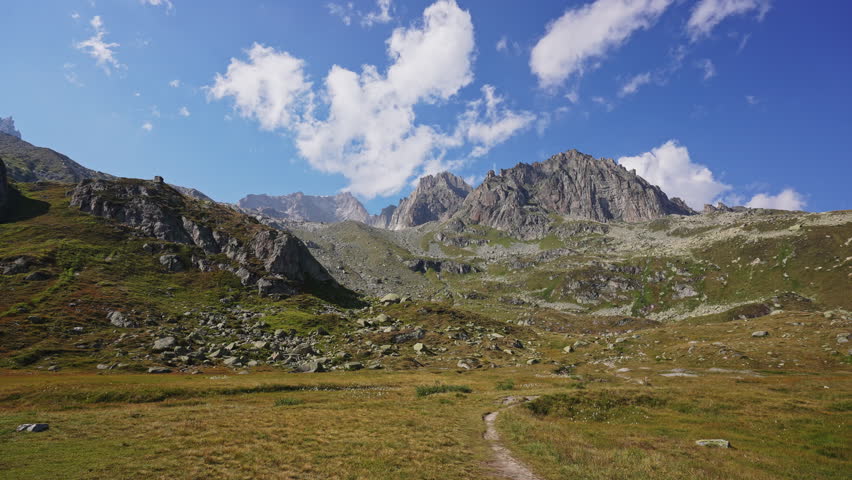 Rocky Mountain Peaks and Alpine Meadow – Grimsel Pass Switzerland Aerial