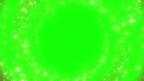 Animated green screen text overlay displays the words earth calm surrounded by swirling bright green and yellow sparkling lights suggesting a mystical or relaxing broadcast introduction. - Powered by Shutterstock - Get 15% off with code: PIKWIZARD15