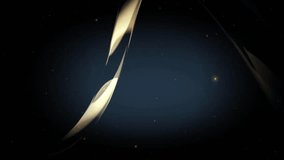 Abstract golden silk waves flowing with glowing particles and bokeh lights in elegant dark luxury motion background - Powered by Shutterstock - Get 15% off with code: PIKWIZARD15