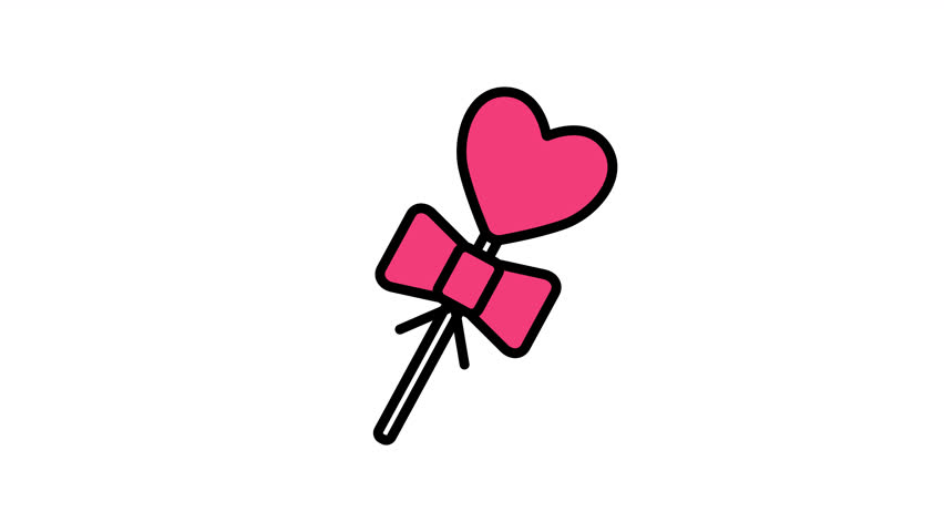 Heart Candy Lollipop with vibrant colors in a seamless loop. A cheerful and sweet animated icon featuring red and pink tones, perfect for festive ads and Valentine
