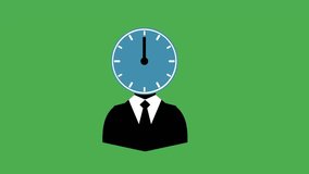 Time management concept featuring a businessman icon with a clock as his head and spinning clock hands. Symbol of productivity, scheduling, and work efficiency. - Powered by Shutterstock - Get 15% off with code: PIKWIZARD15