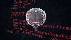 Animation of data processing and human brain over dark background. global science, connections, data processing and digital interface concept digitally generated video. - Powered by Shutterstock - Get 15% off with code: PIKWIZARD15