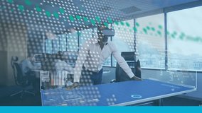 Digital interface with data processing against caucasian businessman touching futuristic screen. Global business digital interface technology and networking concept digitally generated video. - Powered by Shutterstock - Get 15% off with code: PIKWIZARD15