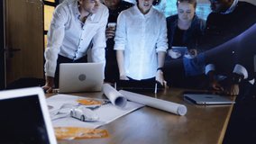 Dots connecting with lines and globe over multiracial coworkers discussing in meeting room. Animation, digital composite, multiple exposure, teamwork, professional, globalization and technology. - Powered by Shutterstock - Get 15% off with code: PIKWIZARD15