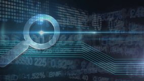 Animation of user and tech icons over financial data and data processing on navy background. Global network, finance, data processing and technology concept digitally generated video. - Powered by Shutterstock - Get 15% off with code: PIKWIZARD15