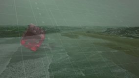 Animation of data processing and landscape over dice. Gambling, casino and digital interface concept digitally generated video. - Powered by Shutterstock - Get 15% off with code: PIKWIZARD15