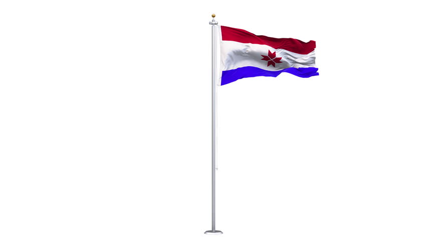 Mordovia flag waving 360-degree rotation looping, transparent background, with alpha matte layer for transparency in the background.