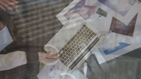 Animation of data processing over caucasian business people in office. Global business and digital interface concept, digitally generated video. - Powered by Shutterstock - Get 15% off with code: PIKWIZARD15