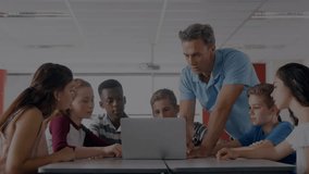 Animation of mathematical equations over diverse schoolchildren and teacher. global education, mathematical equations and digital interface concept digitally generated video. - Powered by Shutterstock - Get 15% off with code: PIKWIZARD15