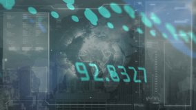 Animation of scope scanning over data processing and globe. Global technology, computing and digital interface concept digitally generated video. - Powered by Shutterstock - Get 15% off with code: PIKWIZARD15