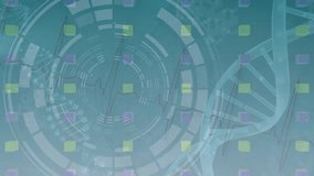 Animation of clock, medical icons, dna strand and data processing. Global medicine, science, research, computing and data processing concept digitally generated video. - Powered by Shutterstock - Get 15% off with code: PIKWIZARD15