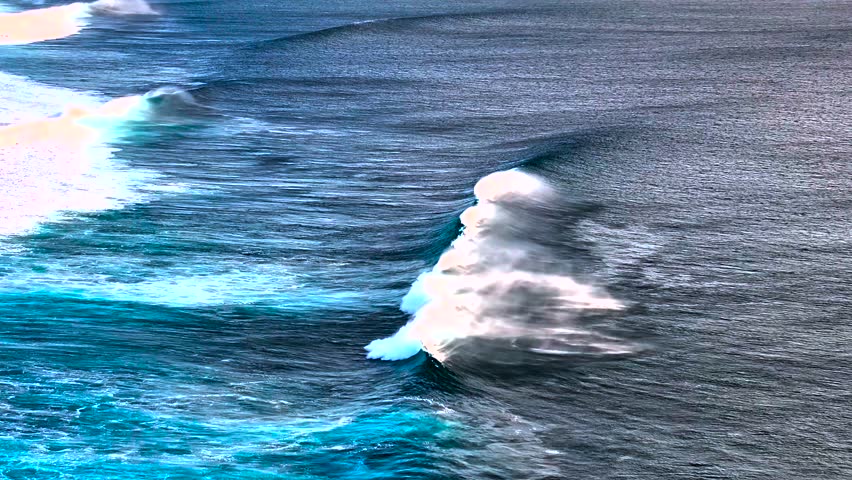 Powerful Ocean Wave Cresting and Spiraling with Dynamic Motion