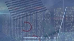 Animation of network of profiles and data processing over laptop against screens of mosaic squares. Global networking and business data technology concept - Powered by Shutterstock - Get 15% off with code: PIKWIZARD15