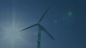 Animation of financial data processing over wind turbine. Global environment, sustainability, wind energy, computing, connections and data processing concept digitally generated video. - Powered by Shutterstock - Get 15% off with code: PIKWIZARD15