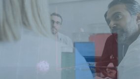 Animation of covid 19 virus data processing over male doctor. Global covid 19 pandemic, healthcare, computing, connections and data processing concept digitally generated video. - Powered by Shutterstock - Get 15% off with code: PIKWIZARD15