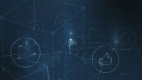 Animation of network of connections over media icons. Global business and digital interface concept digitally generated video. - Powered by Shutterstock - Get 15% off with code: PIKWIZARD15