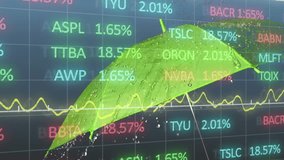 Animation of digital data interface over umbrella on dark background. global connection, technology, data processing and digital interface concept digitally generated video. - Powered by Shutterstock - Get 15% off with code: PIKWIZARD15